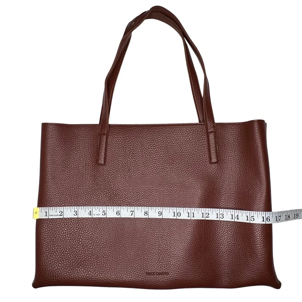 ❌SOLD❌ Vince Camuto Vegan Pebbled Faux Leather Tote Laptop Bag Brown Black - Picture 14 of 17